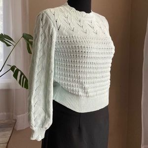 Lauren Conrad Mint Crochet Style Sweater